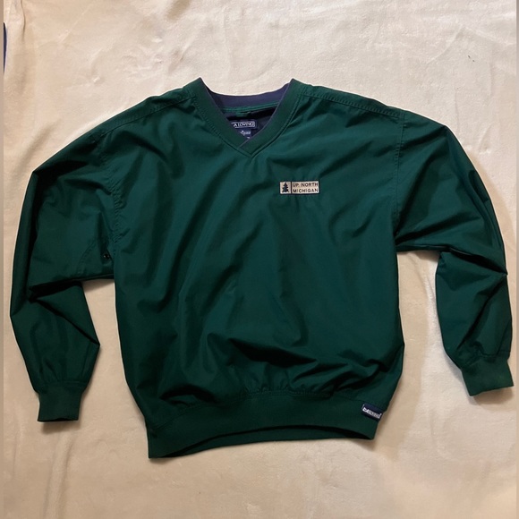 LA Loving Vintage Up North Michigan Green Windbreaker Crewneck - Picture 1 of 5